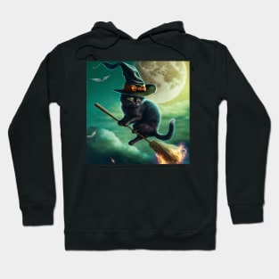 Magical Cat Flying on Her Broomstick Hoodie